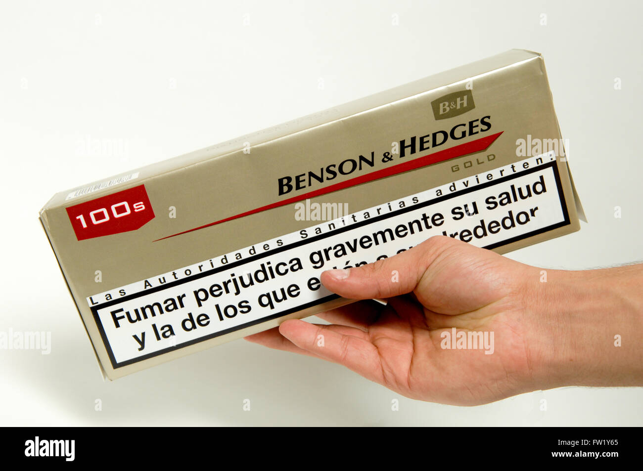 Benson and Hedges Cigarettes Carton on sale in a tobacconist Stock