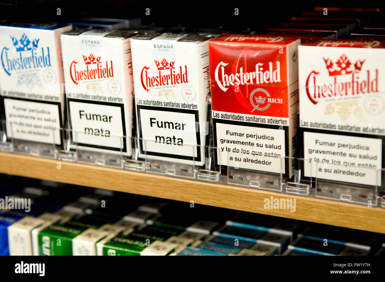 Selection of Chesterfield Cigarettes a brand owned by the Philip Morris