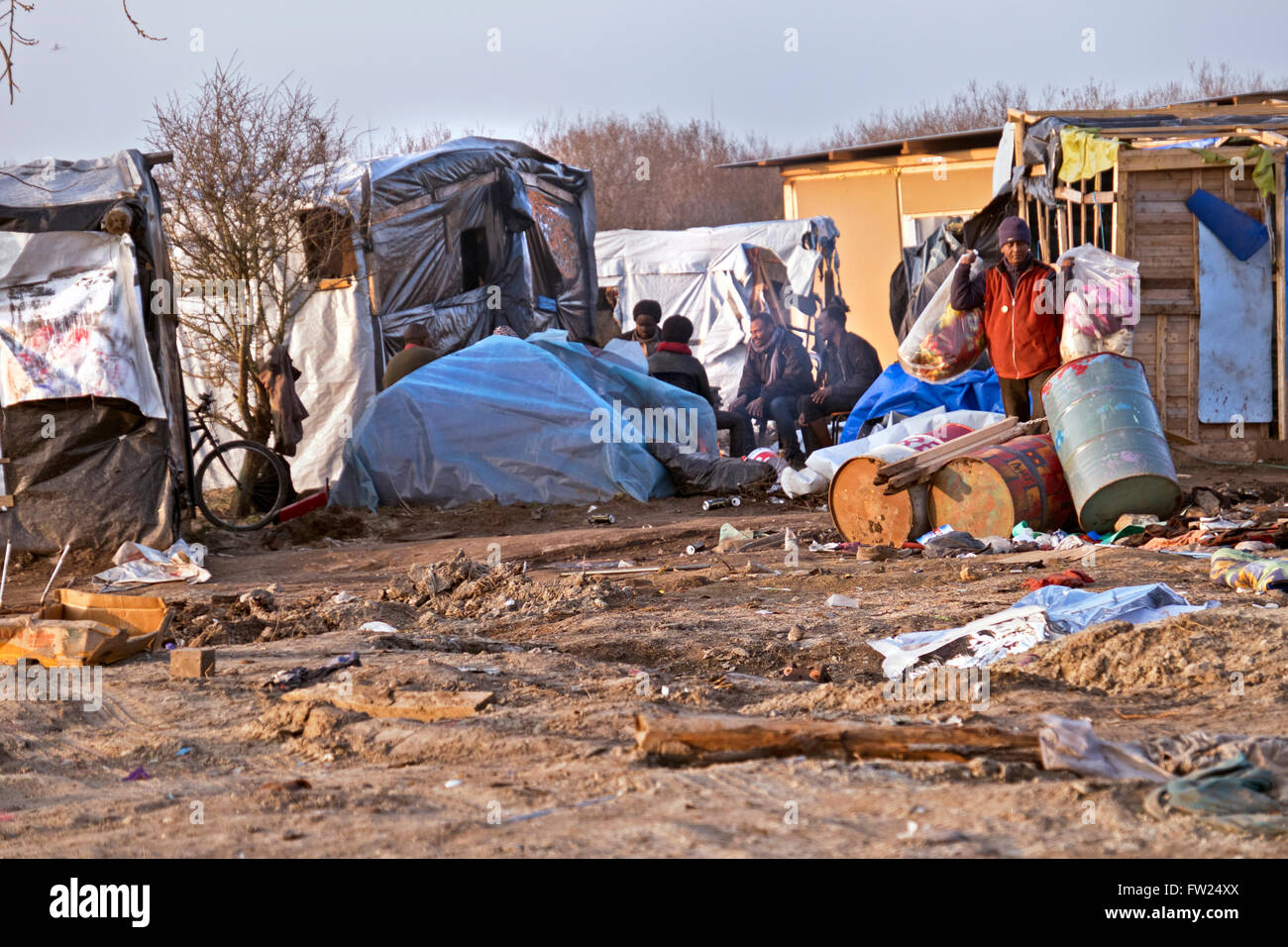 The Jungle refugee & migrant camp in Calais France where thousands of