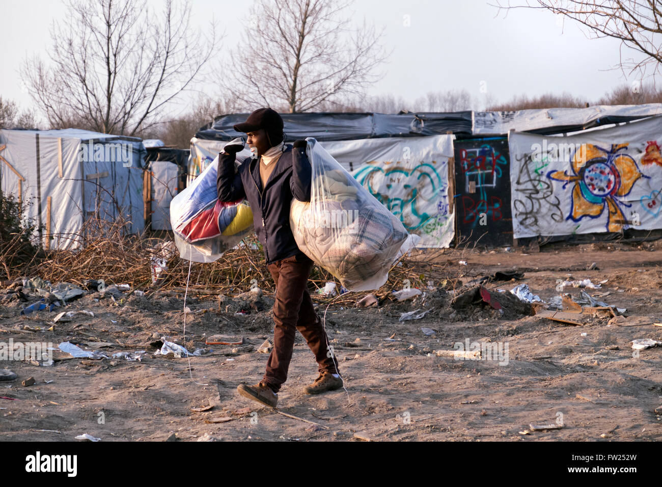 The Jungle refugee & migrant camp in Calais France where thousands of