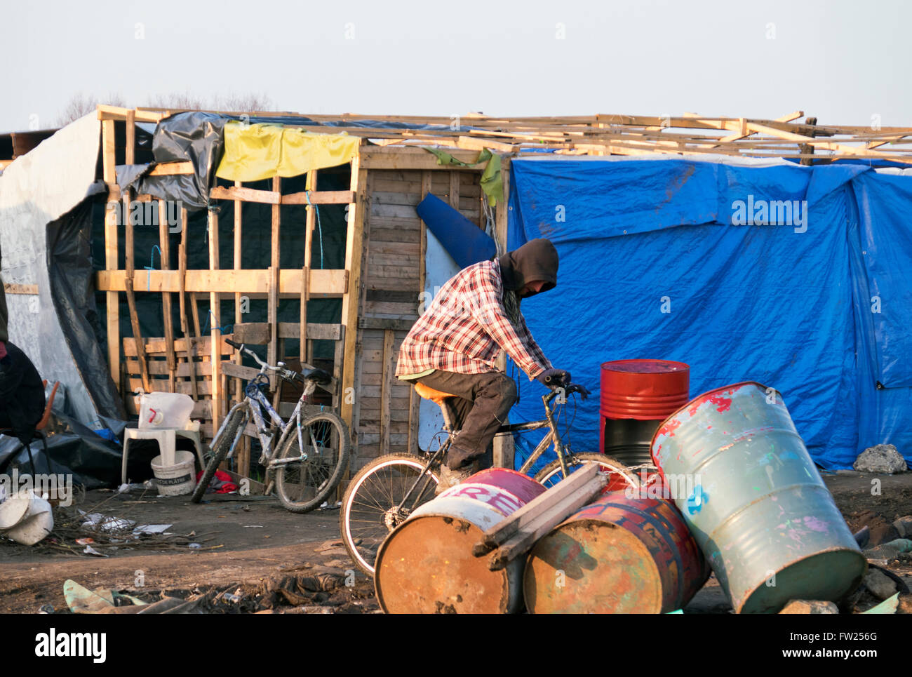 The Jungle refugee & migrant camp in Calais France where thousands of