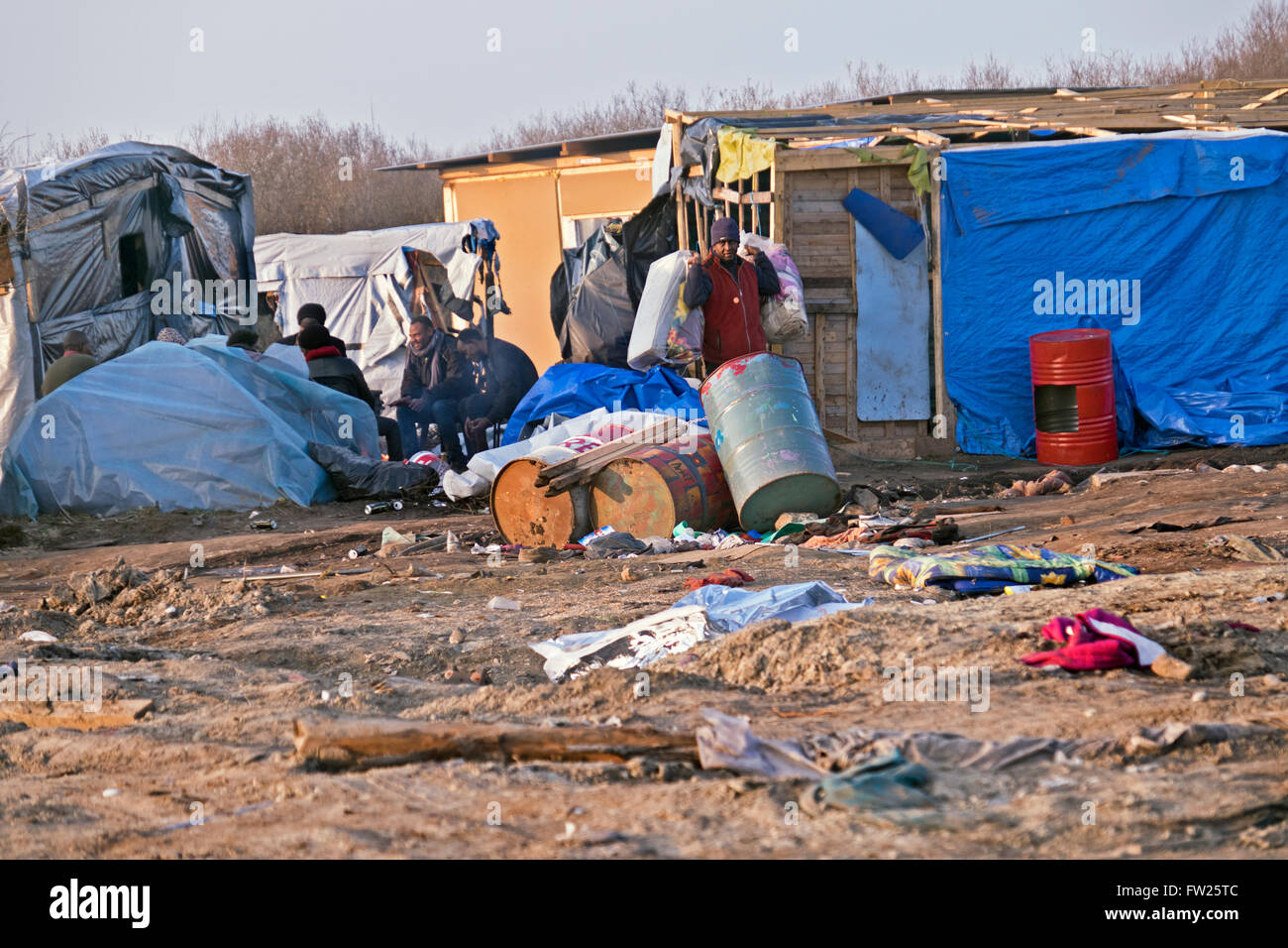 The Jungle refugee & migrant camp in Calais France where thousands of