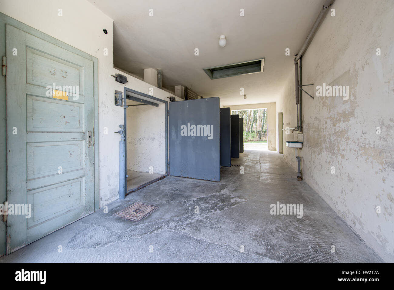 Desinfection rooms in Dachau concentration camp Stock Photo