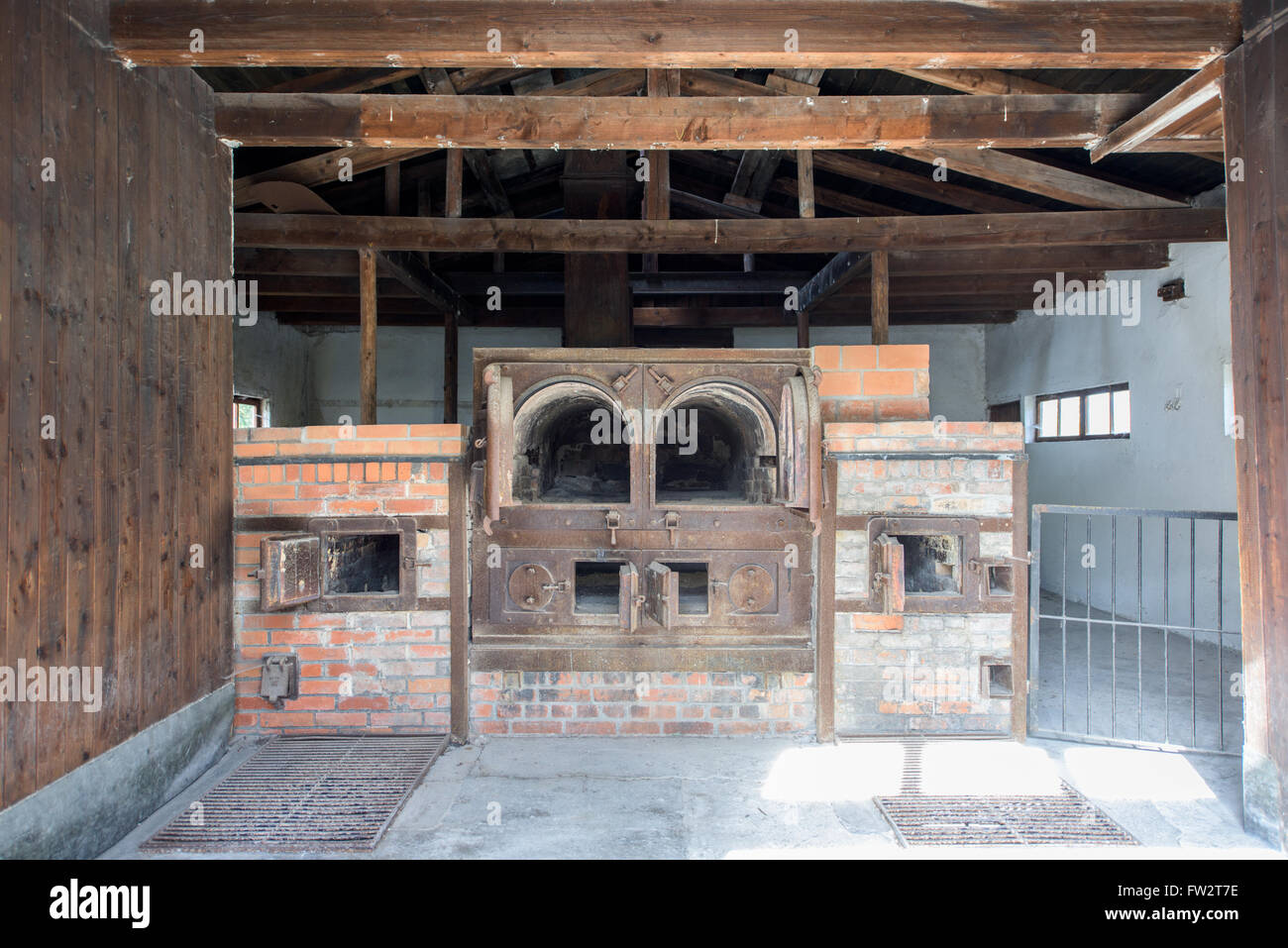 Old crematorium in Dachau concentration camp Stock Photo
