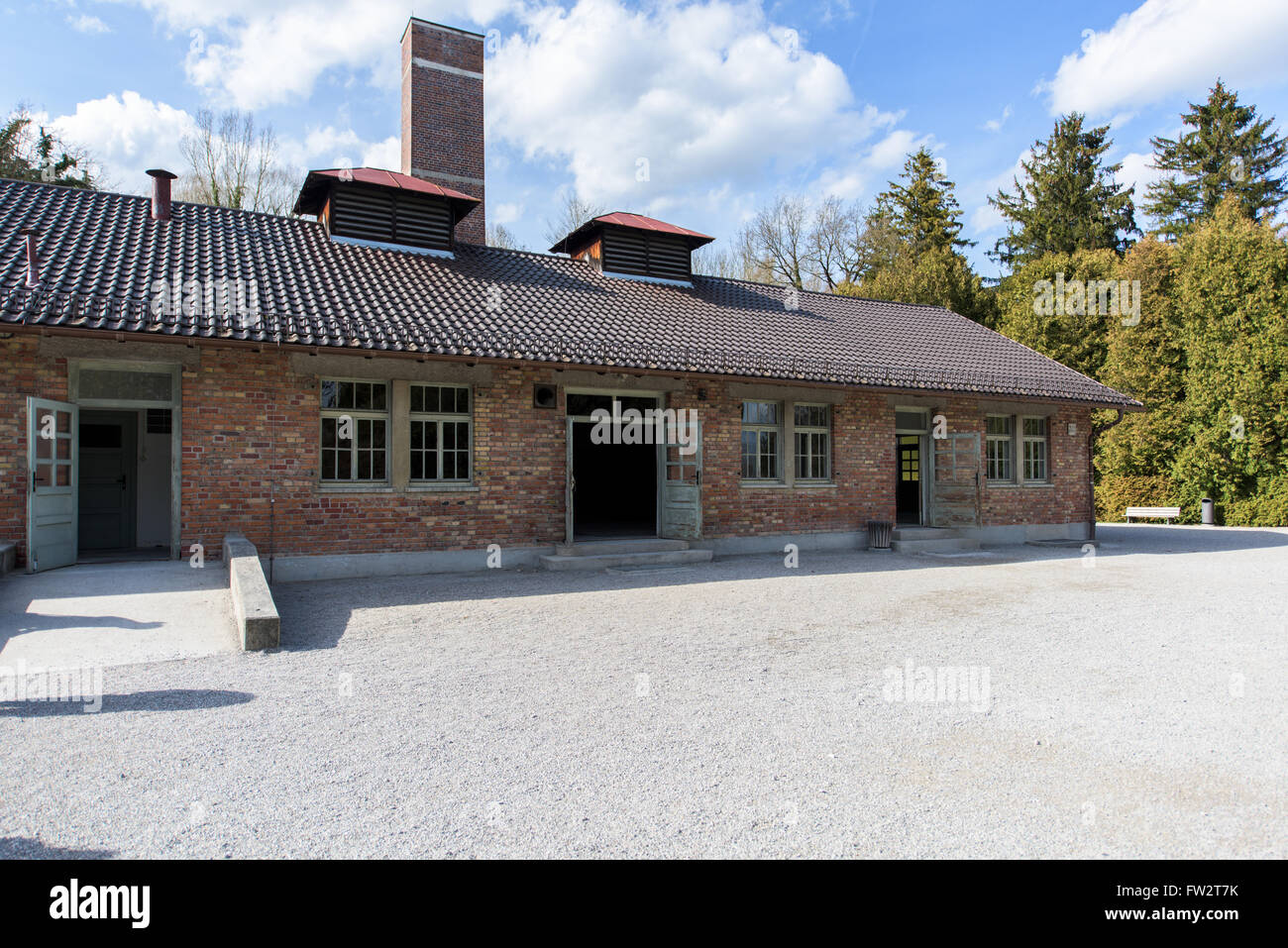 New crematorium in Dachau concentration camp Stock Photo