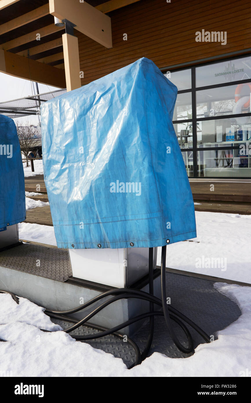 closed fuel station at harbour, Lappeenranta Finland Stock Photo