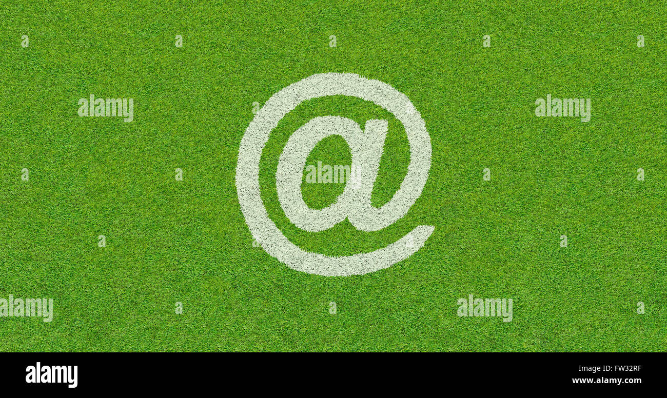 Lawn with an @ symbol Stock Photo