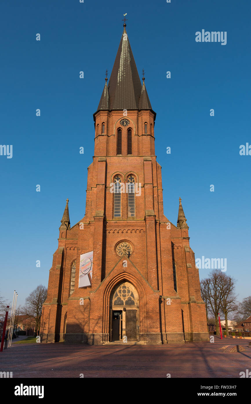 St. Antonius Church in Papenburg, East Frisia, Lower Saxony, Germany Stock Photo