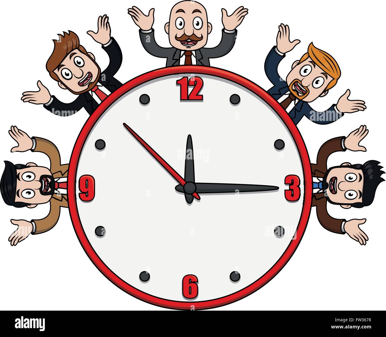 Businessman clock  cartoon illustration Stock Vector