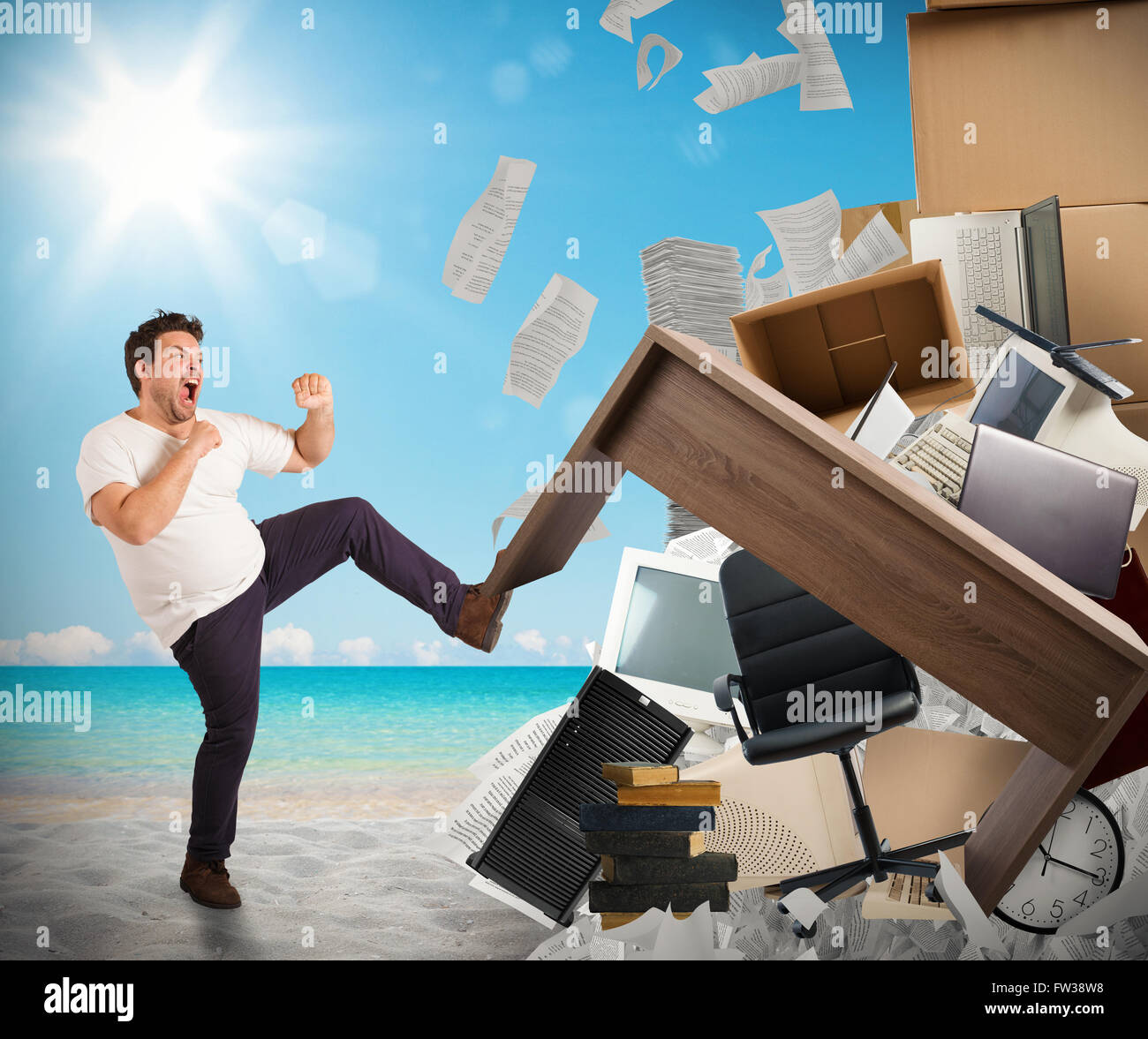 Stressful job need holidays Stock Photo