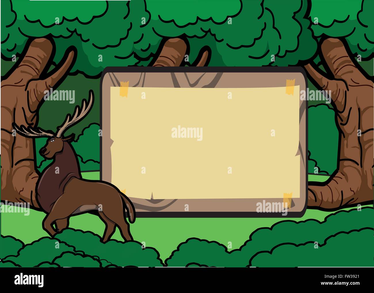 deer forest scene with wood banner Stock Vector Image & Art - Alamy