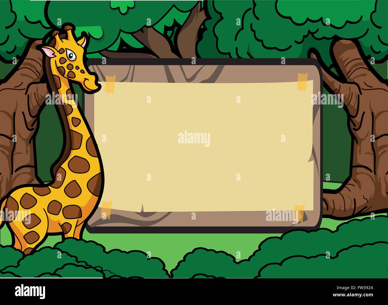 Girafe forest scene with wood banner Stock Vector Image & Art - Alamy