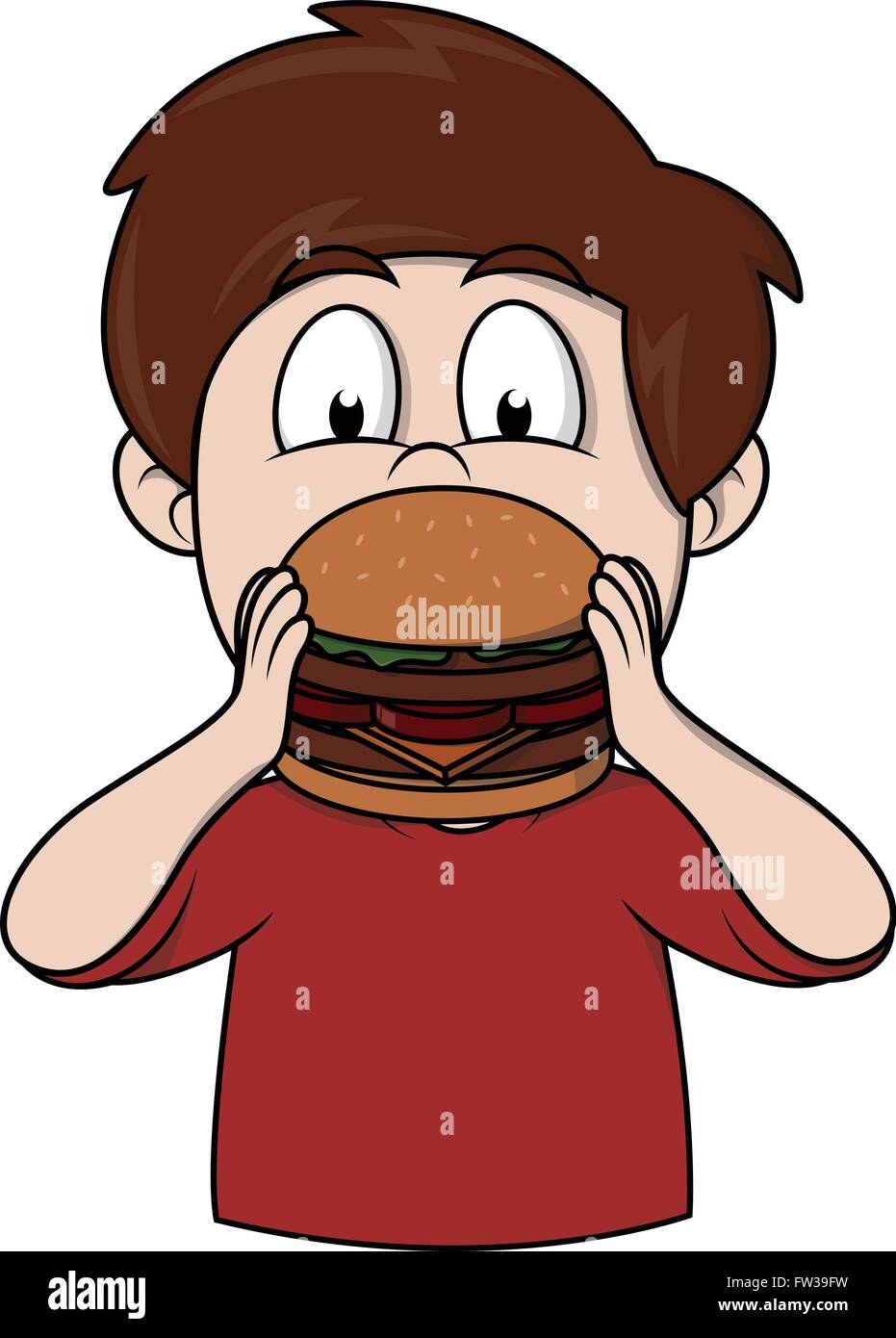 Boy eat burger Stock Vector Image & Art Alamy
