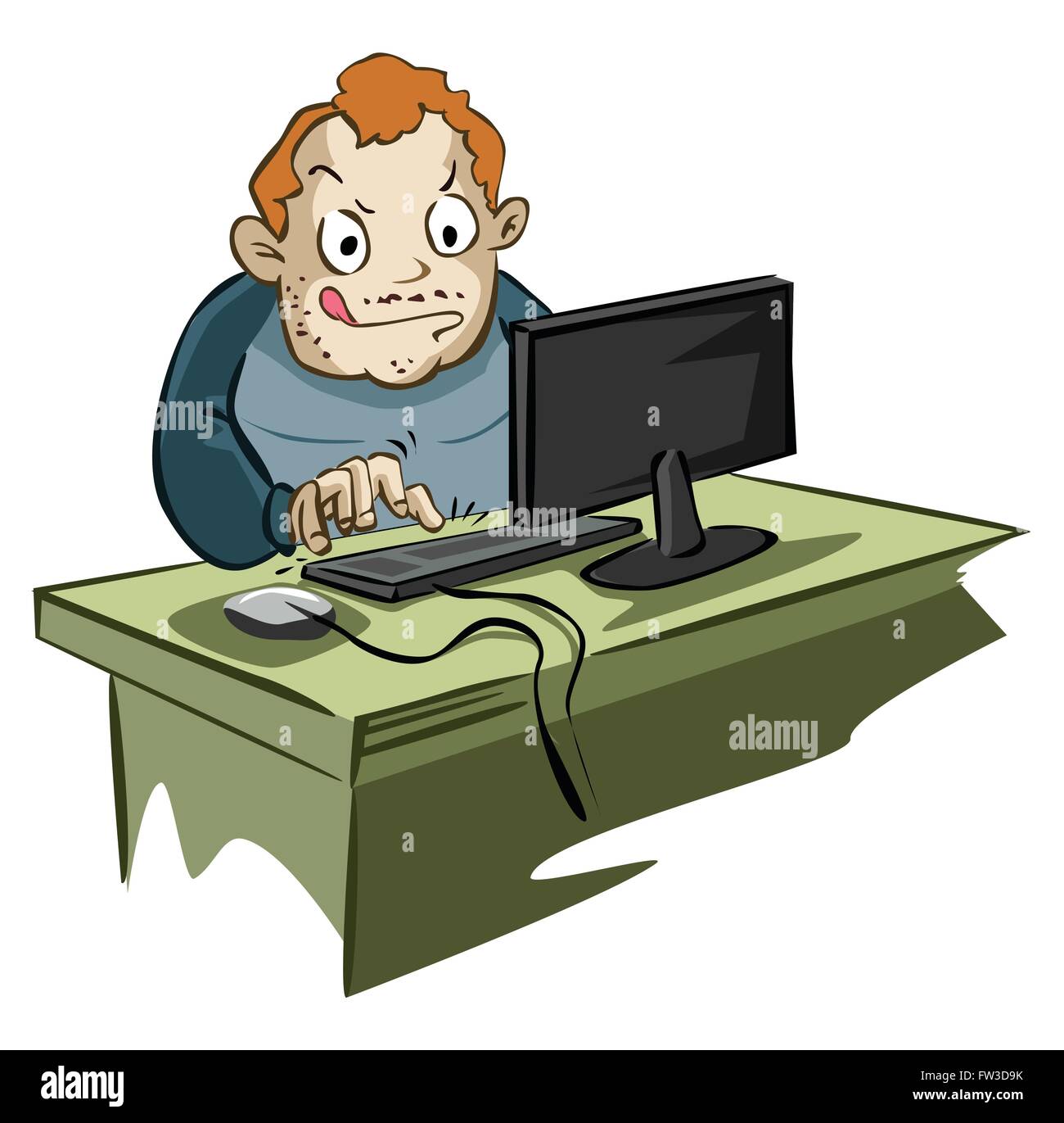 obsessed computer user with blog Stock Vector