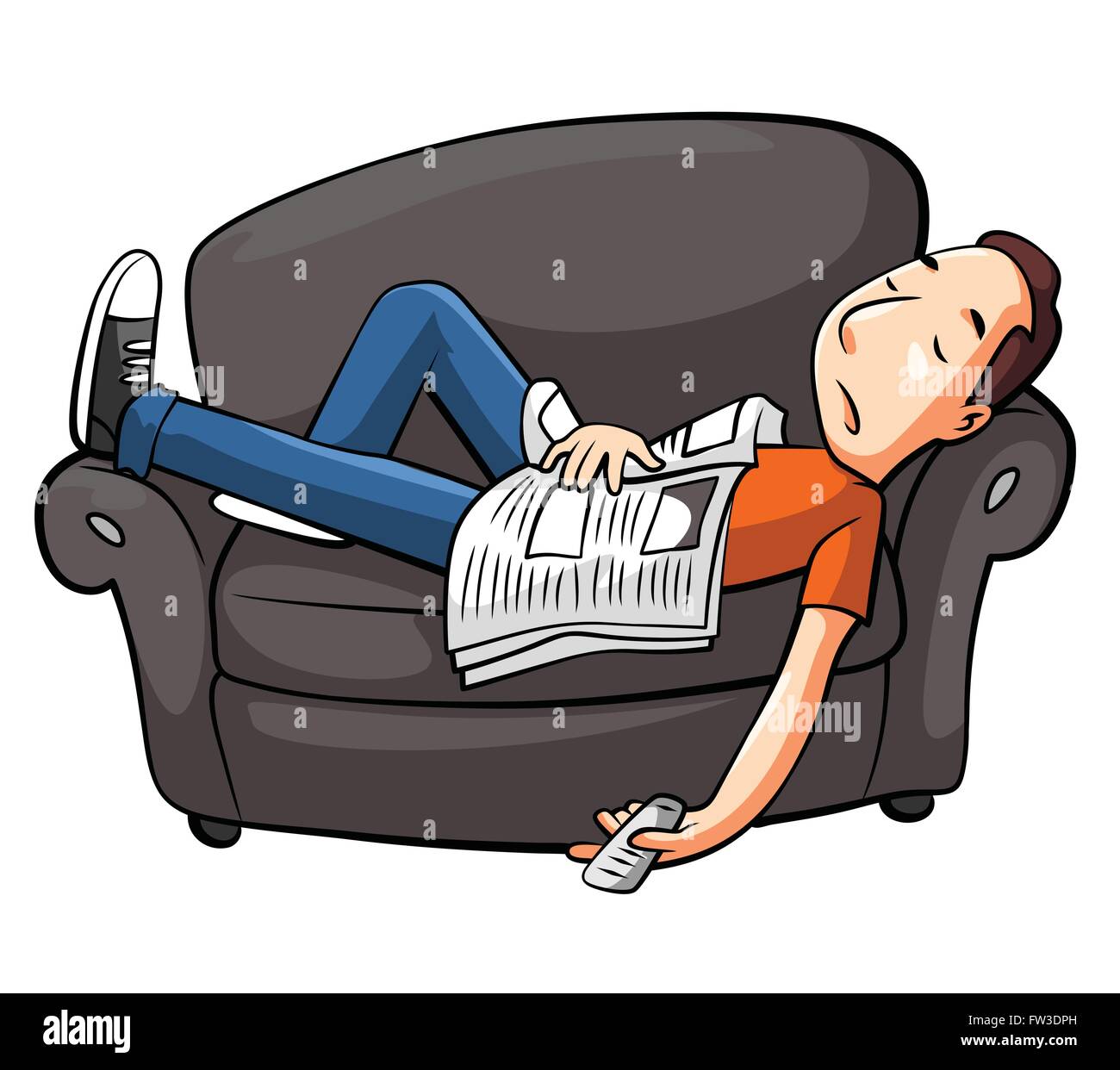 Lazy Man Sleep On Sofa Stock Vector Image & Art - Alamy