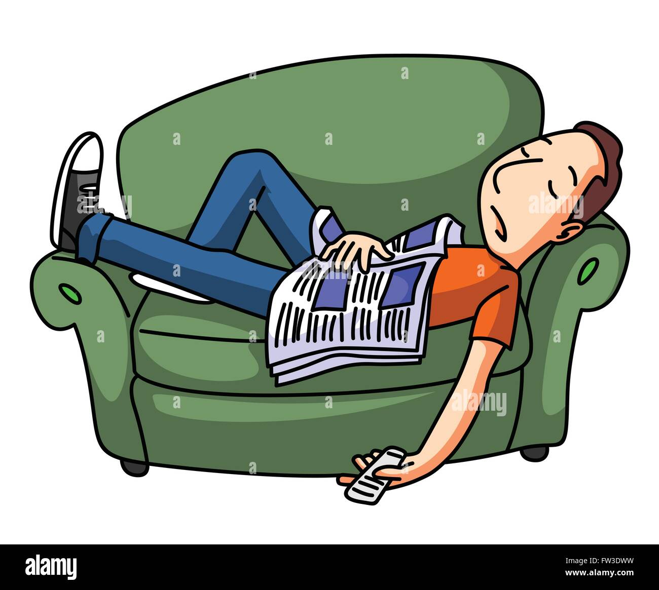 Lazy Man Sleep On Sofa Stock Vector Image And Art Alamy