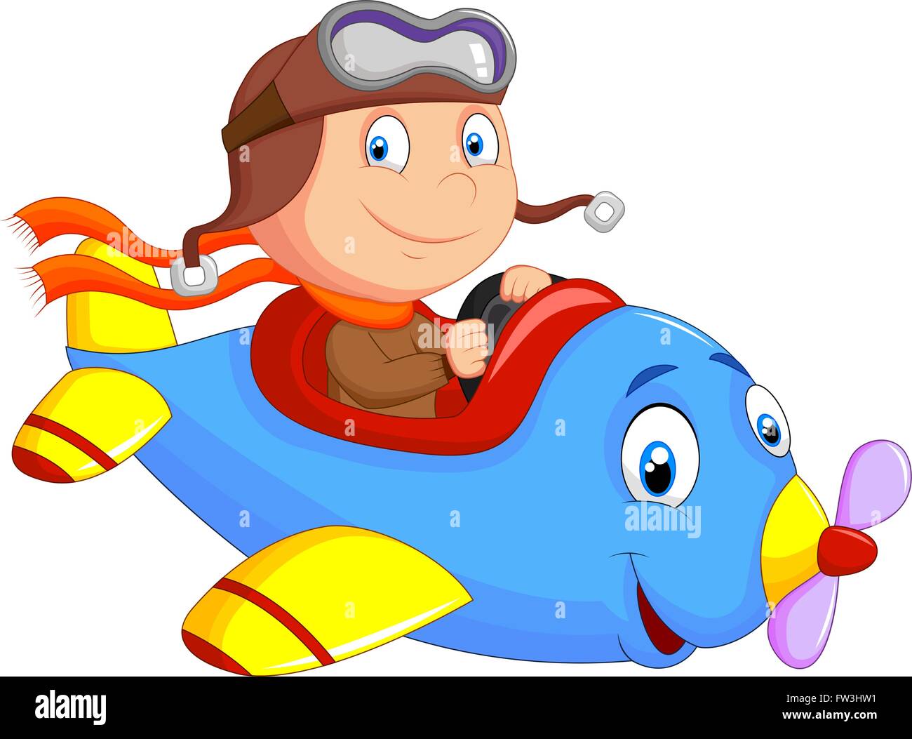 Little Boy Operating a Plane Stock Vector Image & Art - Alamy