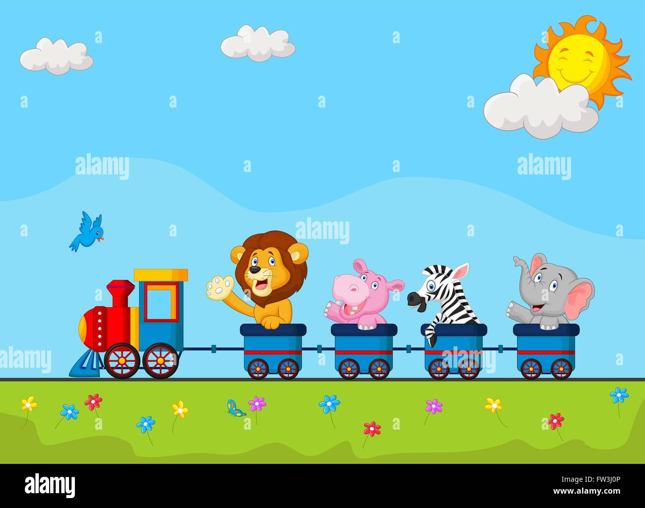 Animals on train Stock Vector Image & Art Alamy