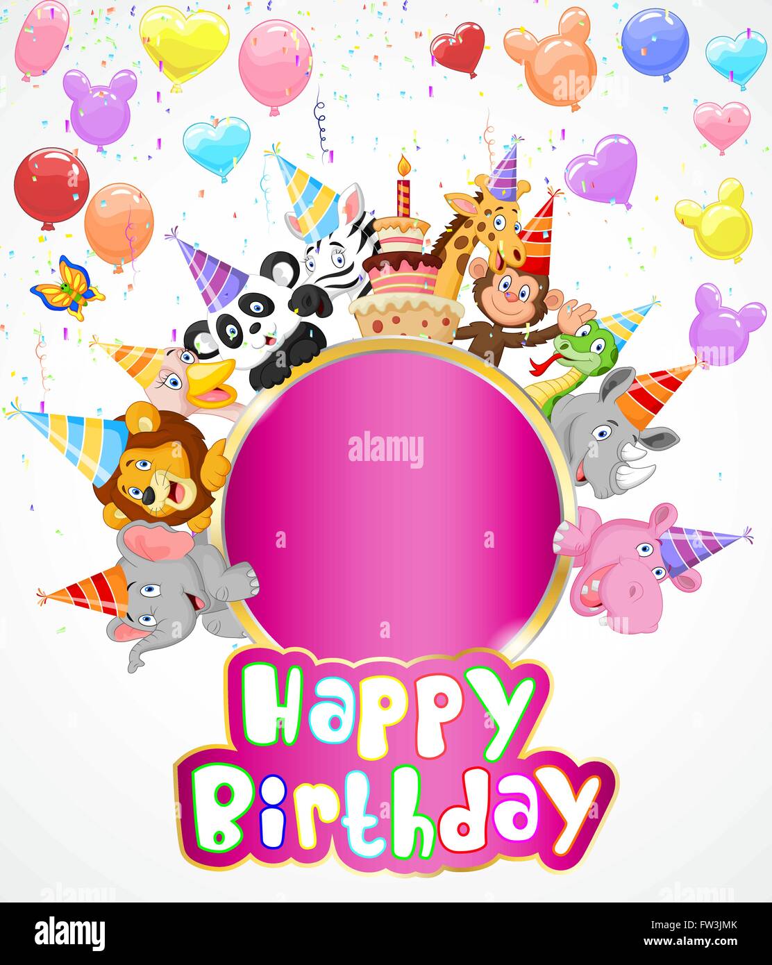 Birthday background with happy animals Stock Vector Image & Art - Alamy