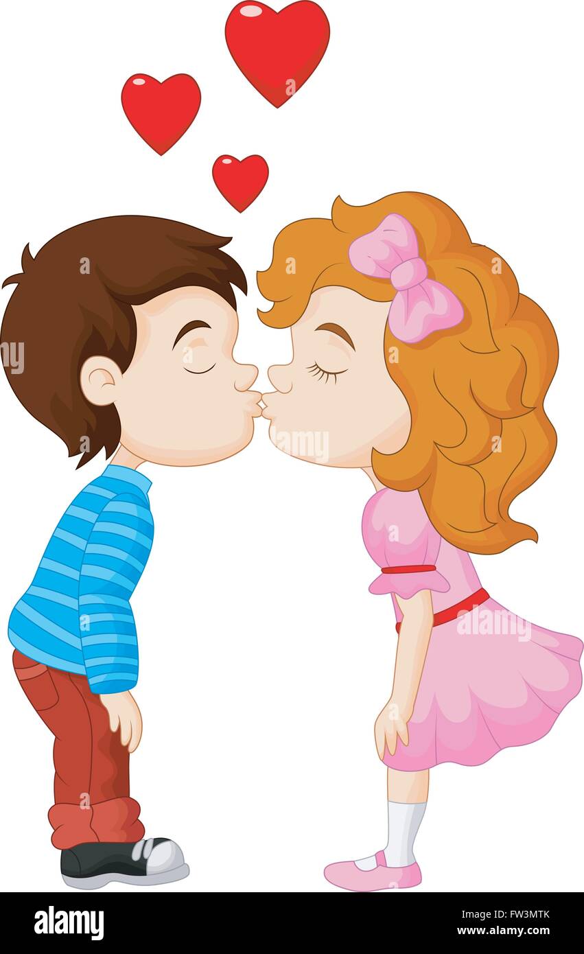 Cartoon boy and girl are kissing Stock Vector Image & Art - Alamy