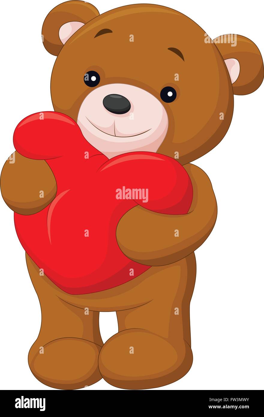 illustration of cute teddy bear holding heart Stock Vector Image & Art ...