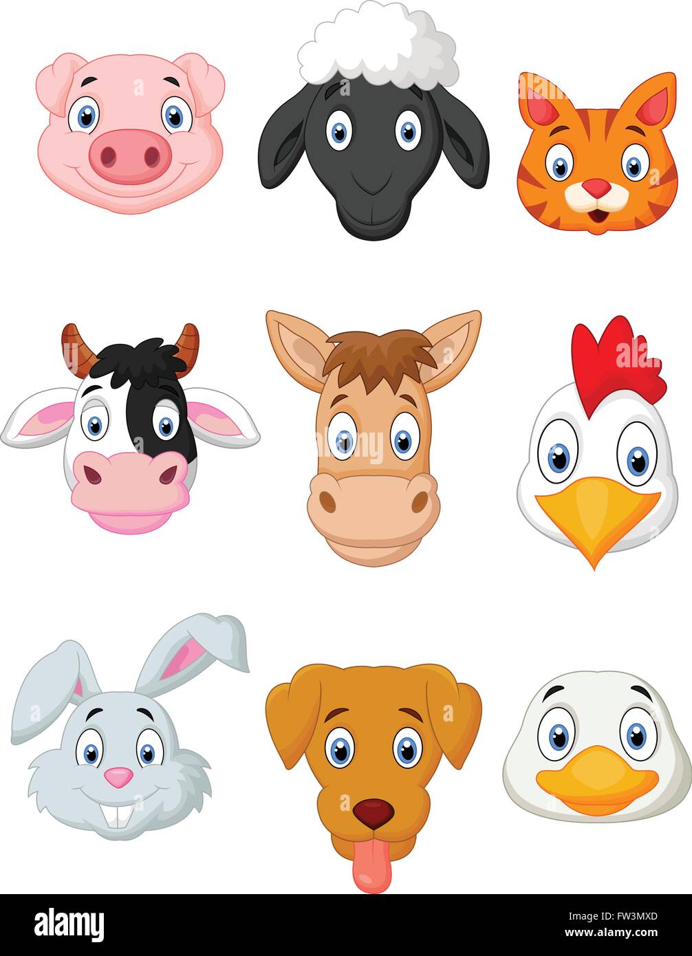 Cartoon farm animal set Stock Vector Image & Art - Alamy
