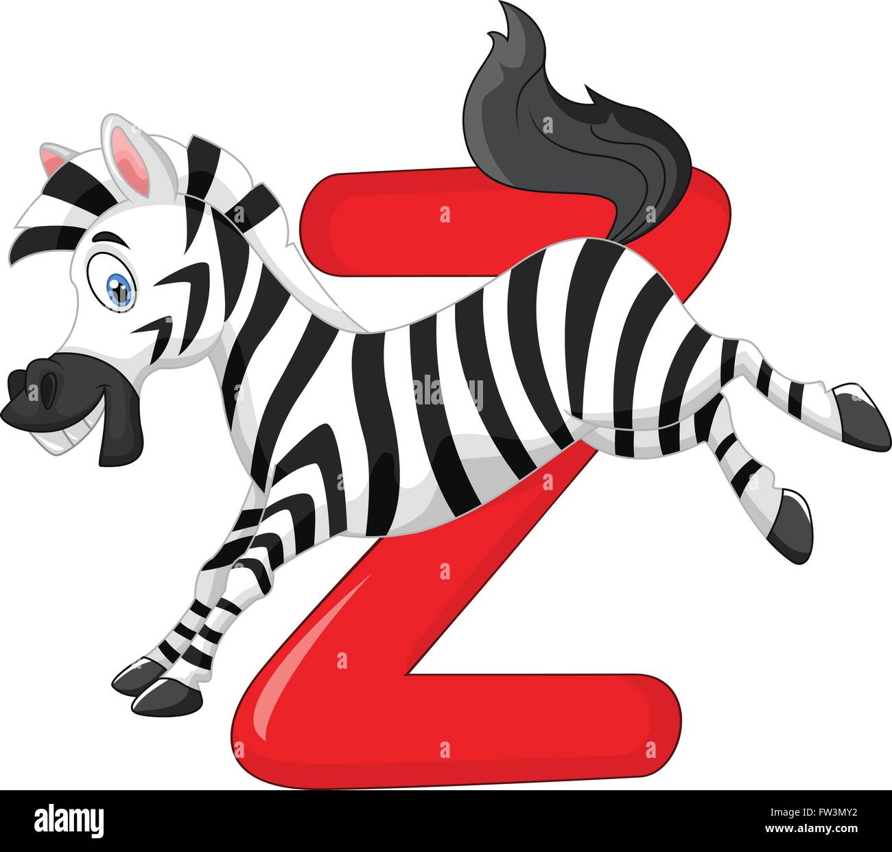 Cartoon zebra with alphabet Z Stock Vector