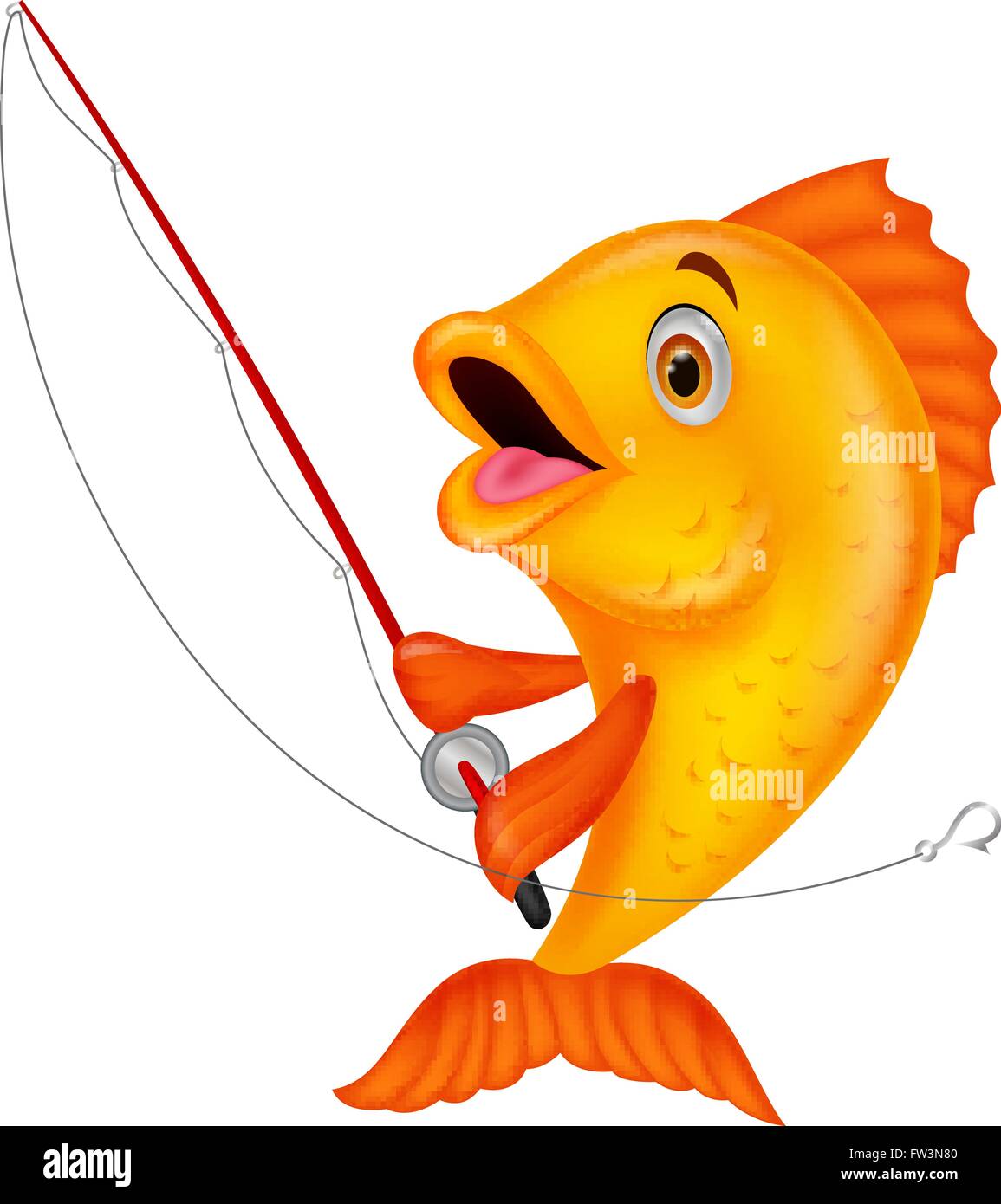 Cute fish holding fishing rod Stock Vector Image & Art - Alamy