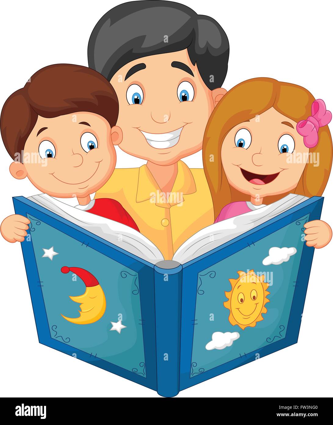 Cartoon Father Reading With His Children Stock Vector Image Art Alamy Cartoon Father Reading With His Children Stock Vector Image Art Alamy