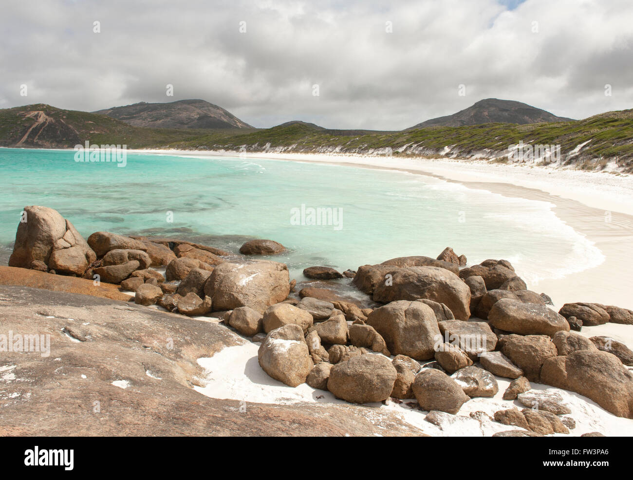 Hellfire Bay, a beach with granite rocks in the east of Esperance, Western Australia Stock Photo