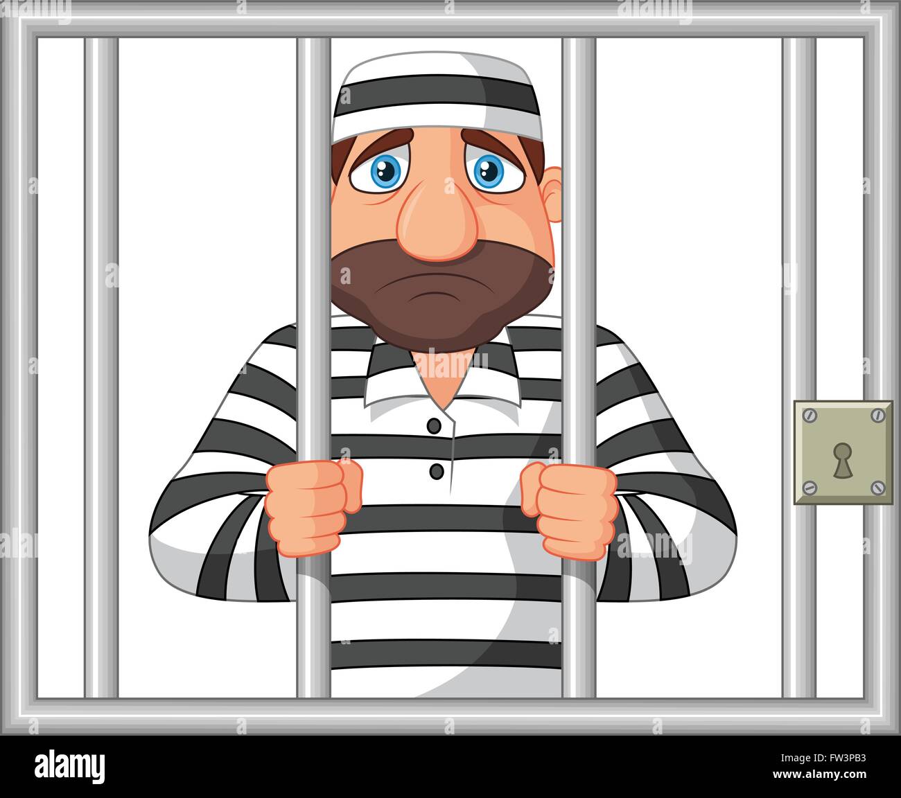 Prisoner behind bar Stock Vector
