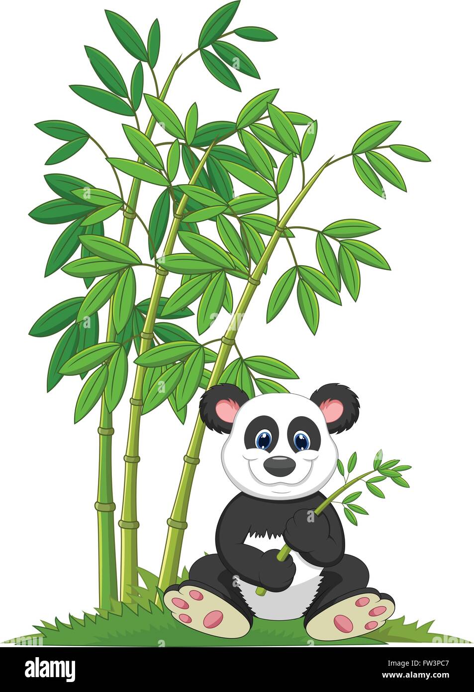 Cartoon panda sitting and eating bamboo Stock Vector Image & Art - Alamy