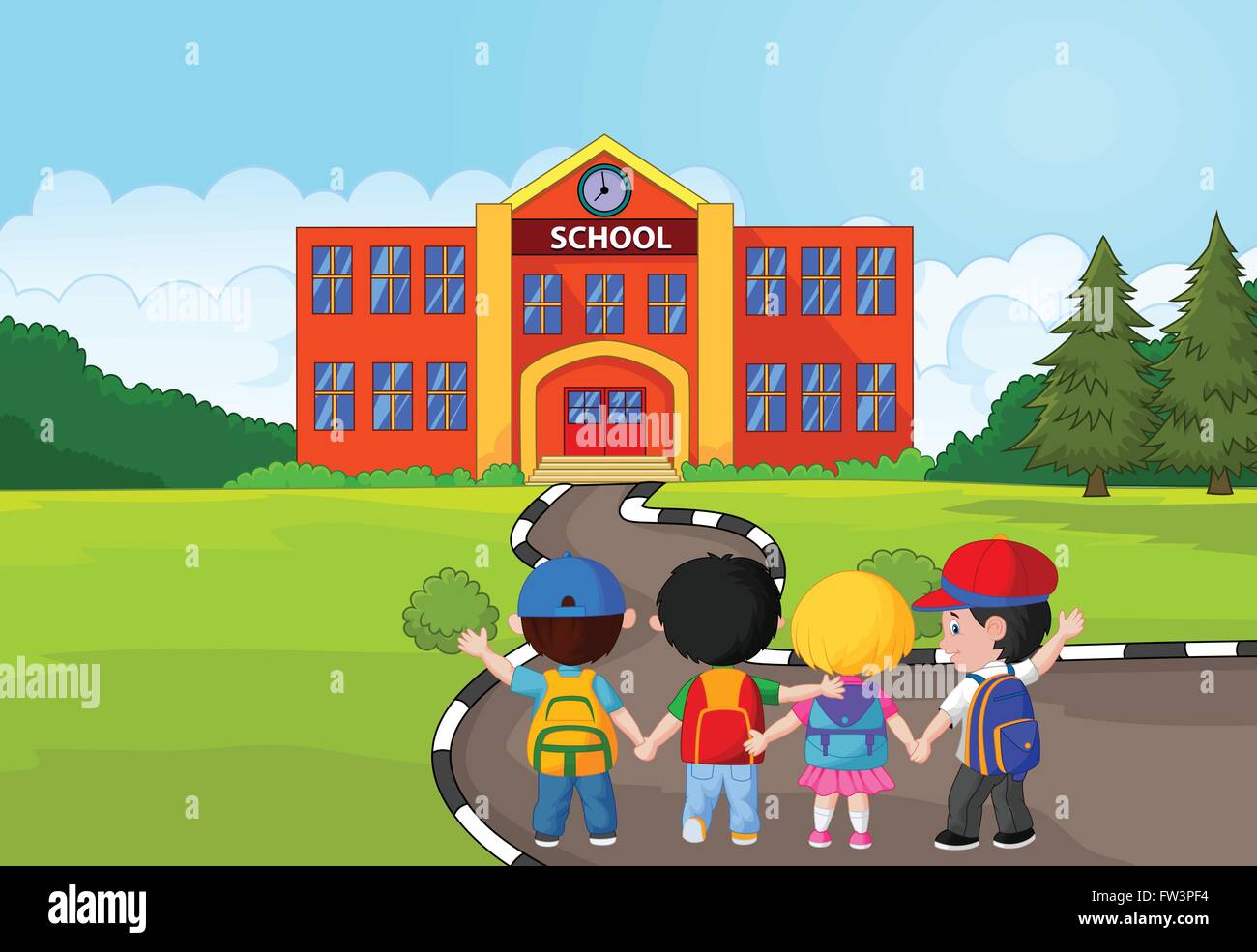 Little kids are going to school Stock Vector Image & Art - Alamy