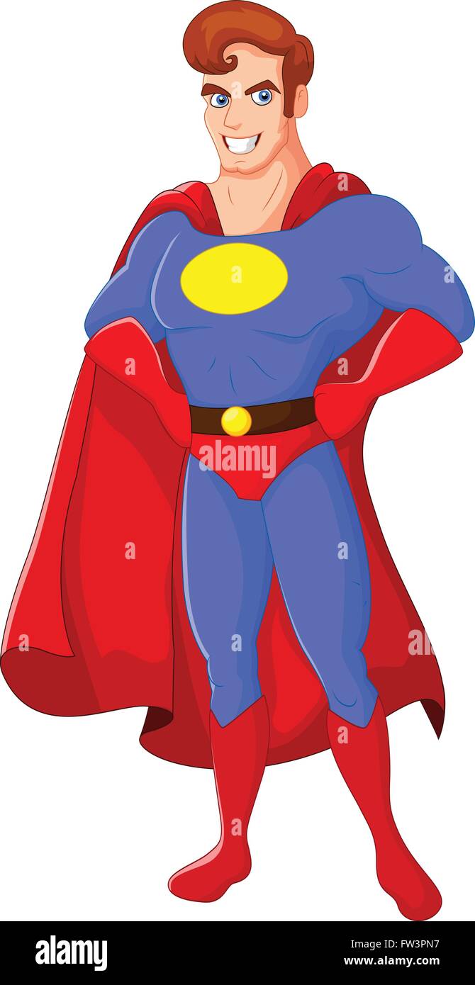 Cartoon Superhero In A Classic Pose. Isolated On White Royalty Free SVG,  Cliparts, Vectors, and Stock Illustration. Image 13619075.