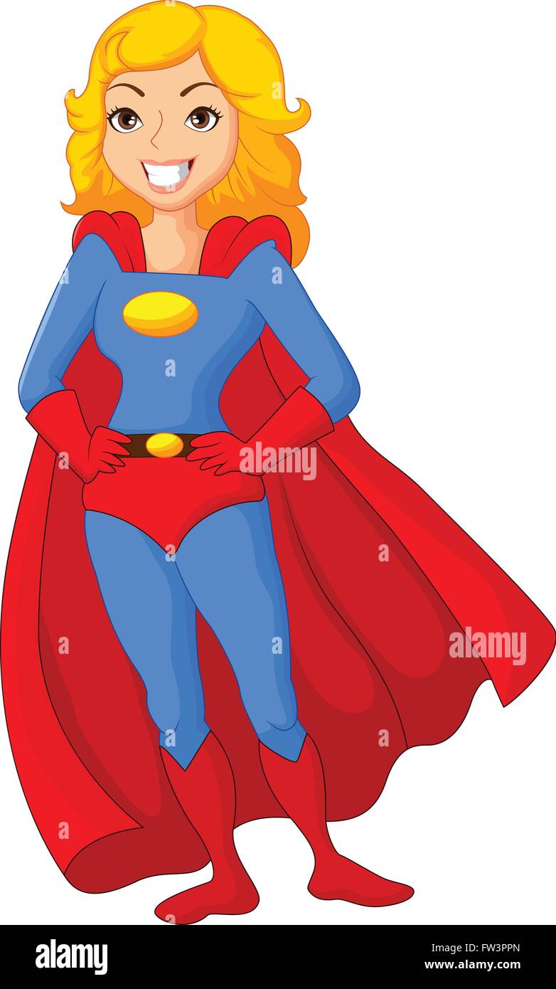 Cartoon Female Super Hero Posing Stock Vector - Illustration of