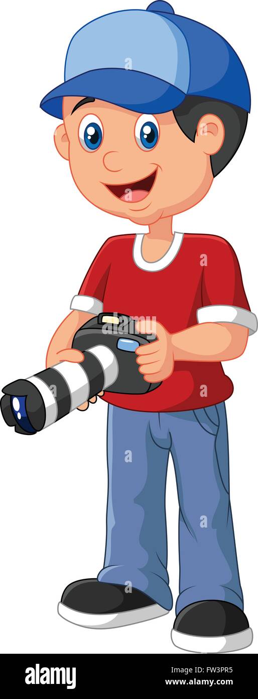 Little Boy Holding Camera Stock Vector Image & Art - Alamy