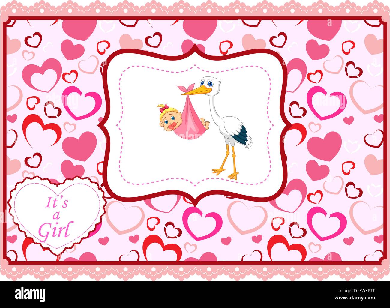 Cartoon stork with baby card Stock Vector Image & Art - Alamy