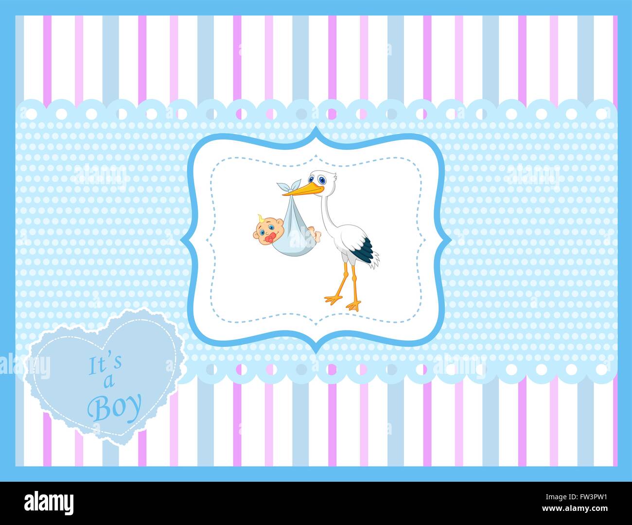 Cartoon stork with baby card Stock Vector Image & Art - Alamy