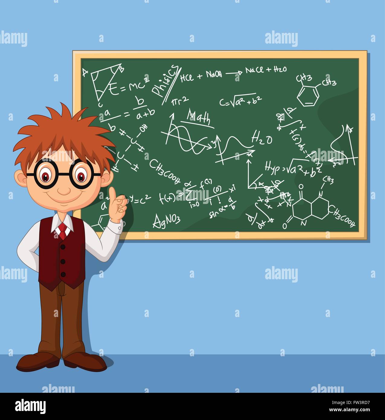 Cartoon smart boy Stock Vector