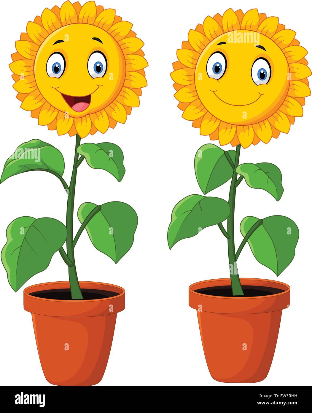 Cartoon happy sunflower Stock Vector Image & Art Alamy