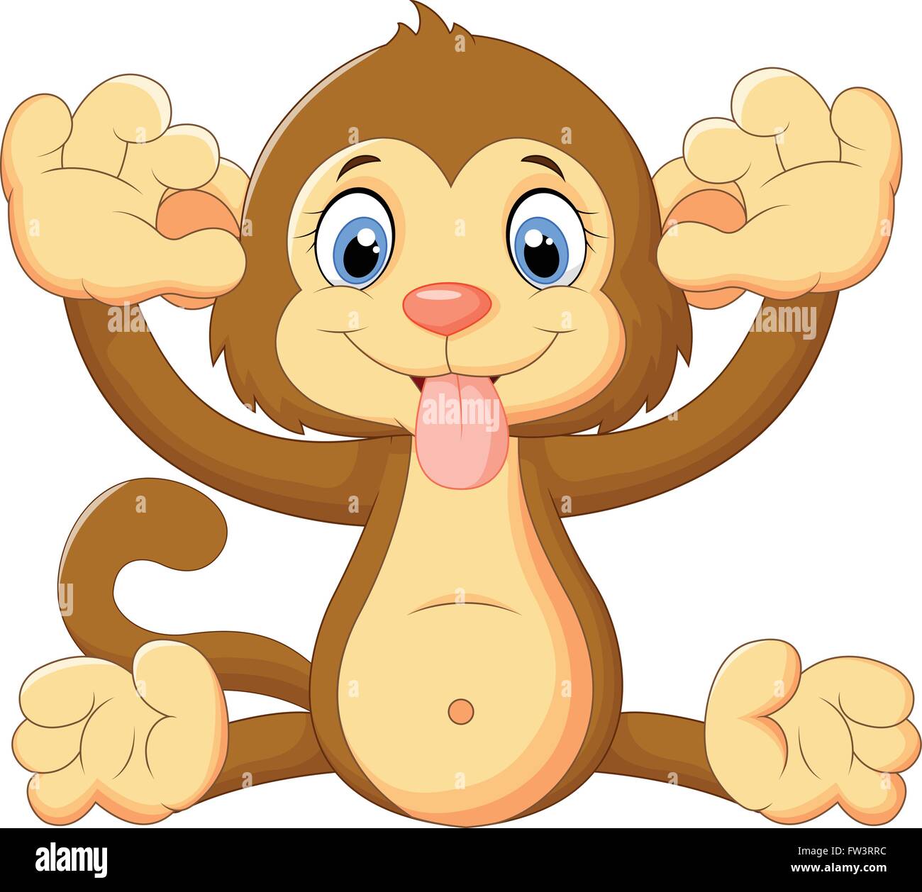 Cartoon Monkey Making A Face And Showing His Tongue Stock Vector Image Art Alamy