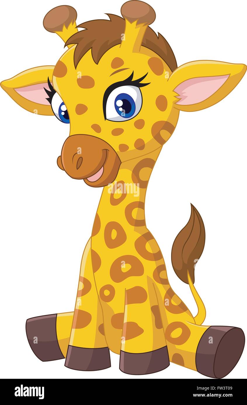 Cartoon baby giraffe sitting Stock Vector Image & Art Alamy
