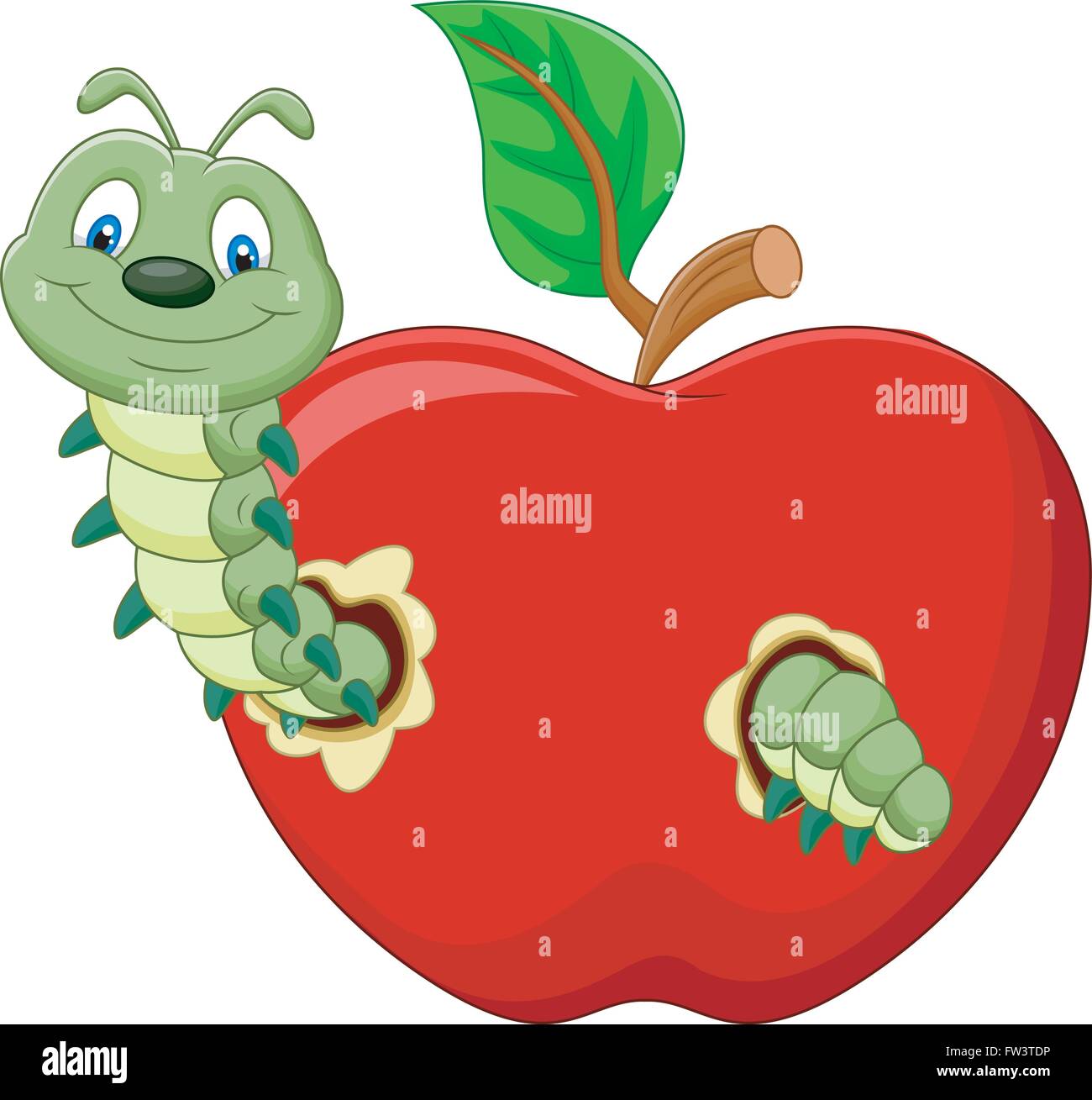 Caterpillars eat the apple Stock Vector Image & Art - Alamy