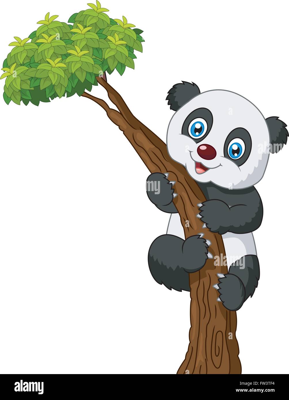 Cute panda cartoon climbing tree Stock Vector Image & Art - Alamy