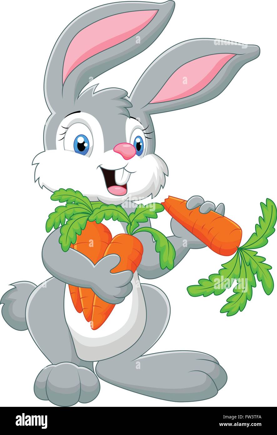 Cartoon rabbit holding a carrot Stock Vector Image & Art - Alamy