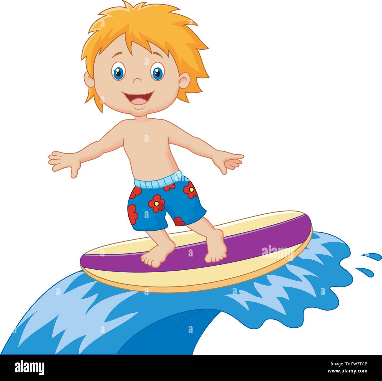 Kids play surfing on surfboard over big wave Stock Vector Image & Art -  Alamy
