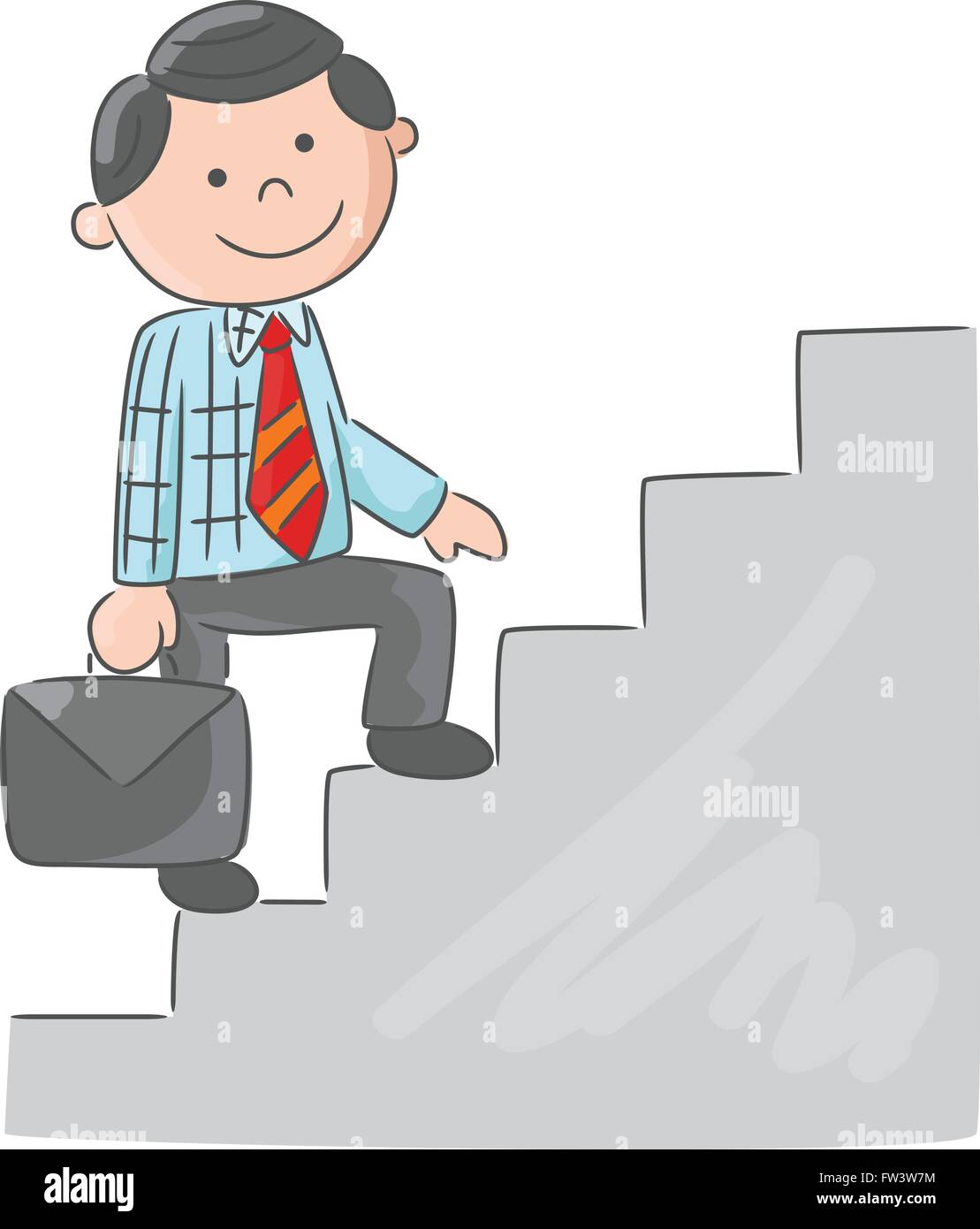 Cartoon man climbing stairs Stock Vector