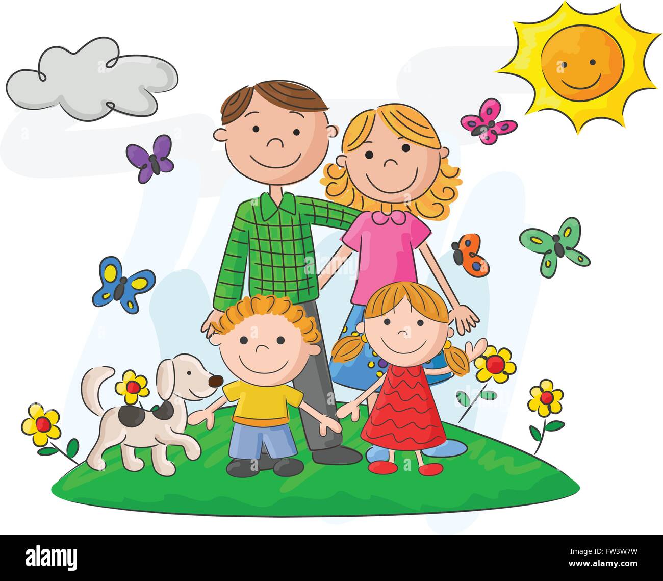 Happy family against a beautiful landscape Stock Vector Image & Art - Alamy