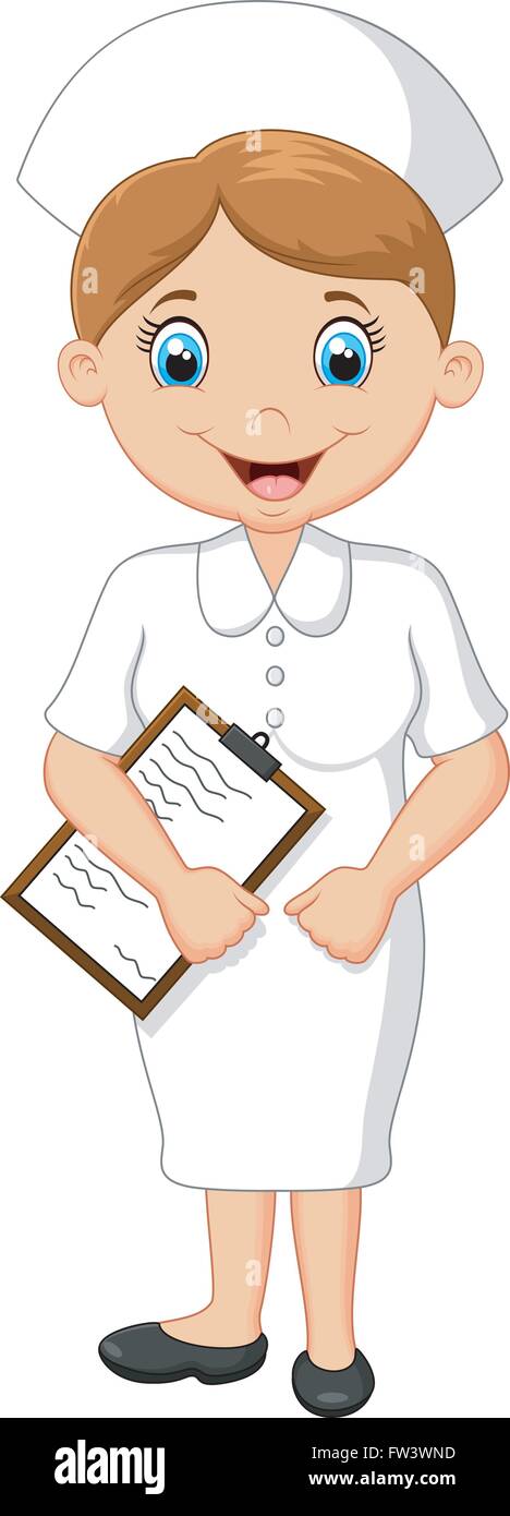 Cartoon smiling nurse holding clipboard Stock Vector