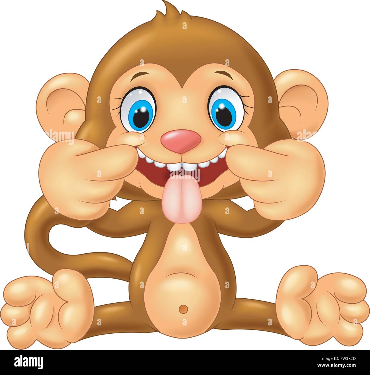 Cartoon monkey making a teasing face. vector illustration Stock Vector